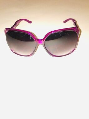 Purple Retro Cyber Sunglasses Silver Notch Detail Black Lens Oval Circle Y2K